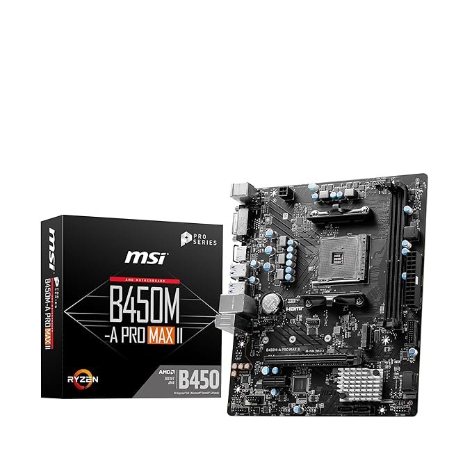 MSI B450M-A PRO MAX II Motherboard – Micro-ATX AM4 DDR4 1 MSI B450M-A PRO MAX II Motherboard – Micro-ATX AM4 DDR4